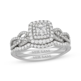 Neil Lane Princess-Cut Diamond Double Halo Bridal Set 7/8 ct tw 14K White Gold