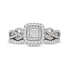 Thumbnail Image 3 of Neil Lane Princess-Cut Diamond Double Halo Bridal Set 7/8 ct tw 14K White Gold