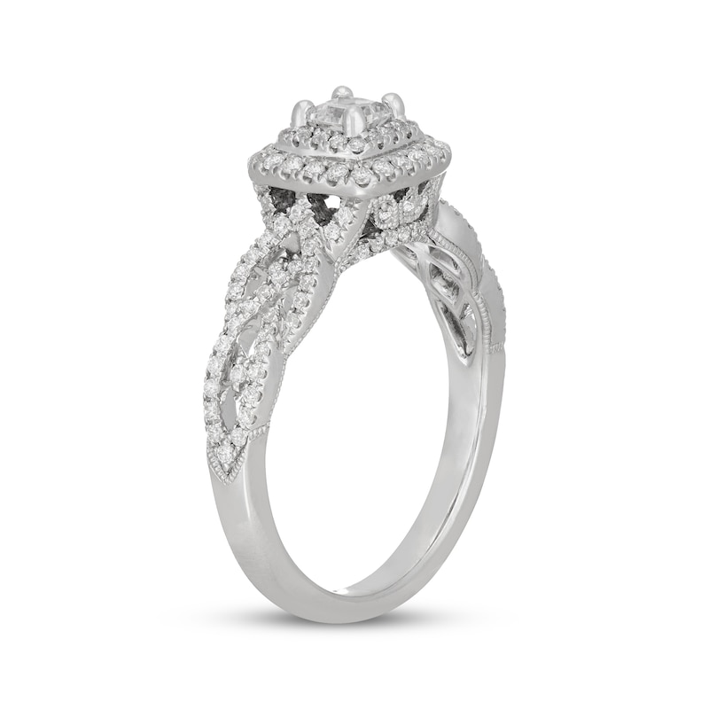 Main Image 5 of Neil Lane Princess-Cut Diamond Double Cushion Frame Twist Engagement Ring 3/4 ct tw 14K White Gold