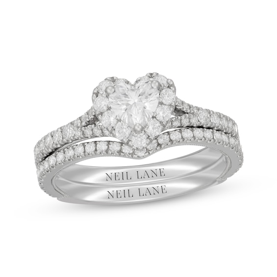Neil Lane Heart-Shaped Diamond Halo Bridal Set 1-1/8 ct tw 14K White Gold