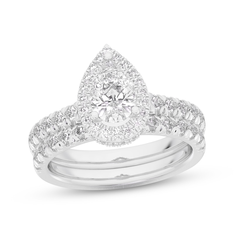 Lab-Created Diamonds by KAY Pear-Shaped Double Halo Engagement Ring 5 ct tw  14K White Gold