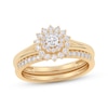 Thumbnail Image 1 of Round-Cut Diamond Sunburst Halo Bridal Set 1/2 ct tw 14K Yellow Gold