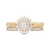 Thumbnail Image 3 of Round-Cut Diamond Sunburst Halo Bridal Set 1/2 ct tw 14K Yellow Gold