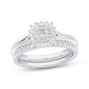 Thumbnail Image 1 of Princess-Cut Diamond Sunburst Halo Bridal Set 1/2 ct tw 14K White Gold