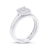 Thumbnail Image 2 of Princess-Cut Diamond Sunburst Halo Bridal Set 1/2 ct tw 14K White Gold