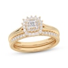 Thumbnail Image 1 of Princess-Cut Diamond Sunburst Halo Bridal Set 1/2 ct tw 14K Yellow Gold