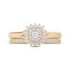 Thumbnail Image 3 of Princess-Cut Diamond Sunburst Halo Bridal Set 1/2 ct tw 14K Yellow Gold