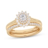 Thumbnail Image 1 of Oval-Cut Diamond Sunburst Halo Bridal Set 1/2 ct tw 14K Yellow Gold