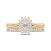 Thumbnail Image 3 of Emerald-Cut Diamond Starburst Halo Bridal Set 1/2 ct tw 14K Yellow Gold