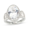 Thumbnail Image 0 of Oval-Cut White Lab-Created Sapphire Twist Shank Ring Sterling Silver