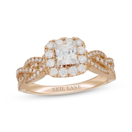 Neil Lane Princess-Cut Diamond Halo Engagement Ring 1-1/4 ct tw 14K Two-Tone Gold