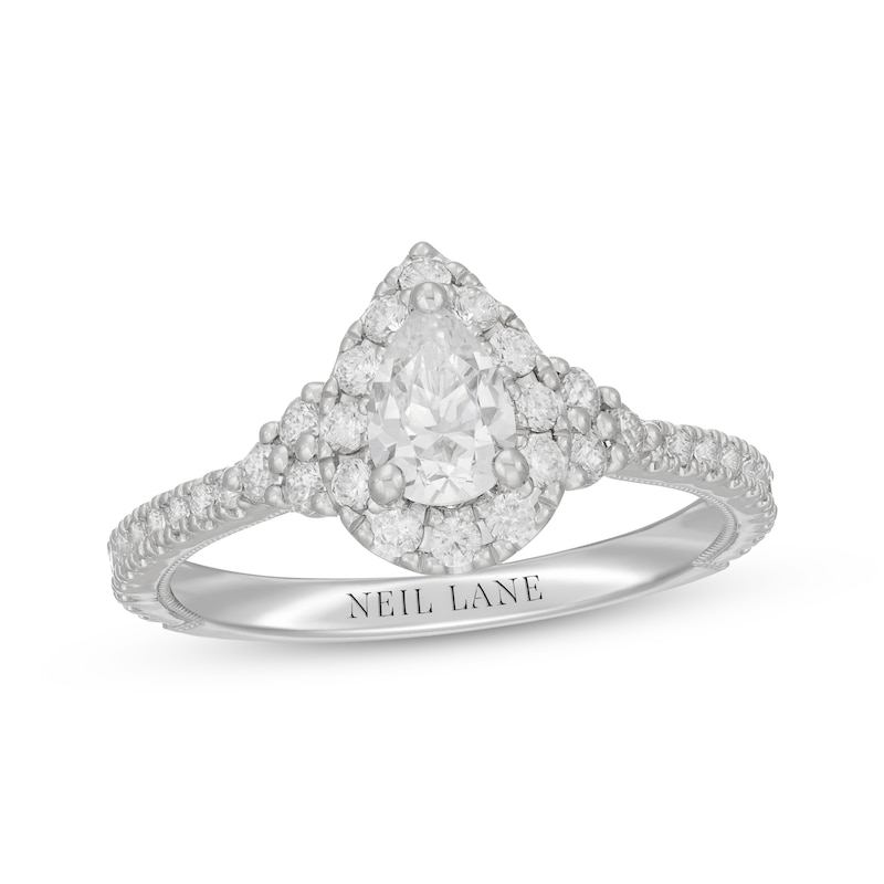 Main Image 4 of Neil Lane Pear-Shaped Diamond Halo Engagement Ring 1 ct tw 14K White Gold