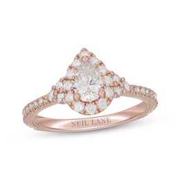 Neil Lane Pear-Shaped Diamond Halo Engagement Ring 1 ct tw 14K Rose Gold