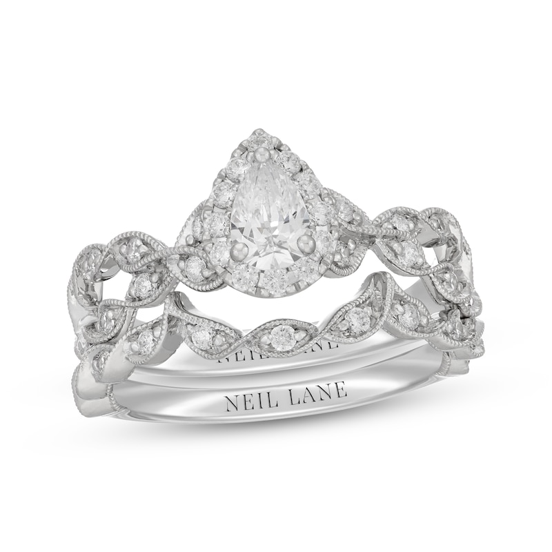 Main Image 1 of Neil Lane Pear-Shaped Diamond Halo Twist Shank Bridal Set 3/4 ct tw 14K White Gold