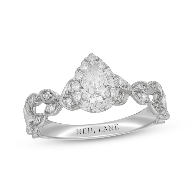 Main Image 4 of Neil Lane Pear-Shaped Diamond Halo Twist Engagement Ring 5/8 ct tw 14K White Gold