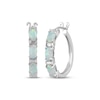 Thumbnail Image 1 of Oval-Cut Lab-Created Opal & Diamond Accent Hoop Earrings Sterling Silver