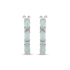 Thumbnail Image 2 of Oval-Cut Lab-Created Opal & Diamond Accent Hoop Earrings Sterling Silver