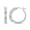 Thumbnail Image 3 of Oval-Cut Lab-Created Opal & Diamond Accent Hoop Earrings Sterling Silver