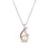 Thumbnail Image 1 of Cultured Pearl & White Lab-Created Sapphire Crossover Necklace Sterling Silver & 10K Rose Gold 18&quot;