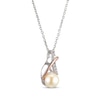 Thumbnail Image 2 of Cultured Pearl & White Lab-Created Sapphire Crossover Necklace Sterling Silver & 10K Rose Gold 18&quot;