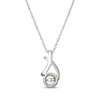 Thumbnail Image 3 of Cultured Pearl & White Lab-Created Sapphire Crossover Necklace Sterling Silver & 10K Rose Gold 18&quot;