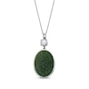 Thumbnail Image 1 of Oval-Shaped Nephrite Jade, Cultured Pearl & White Topaz Necklace Sterling Silver 18&quot;