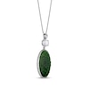 Thumbnail Image 2 of Oval-Shaped Nephrite Jade, Cultured Pearl & White Topaz Necklace Sterling Silver 18&quot;