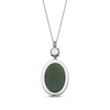 Thumbnail Image 3 of Oval-Shaped Nephrite Jade, Cultured Pearl & White Topaz Necklace Sterling Silver 18&quot;