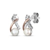 Thumbnail Image 1 of Cultured Pearl & White Lab-Created Sapphire Crossover Earrings Sterling Silver & 10K Rose Gold