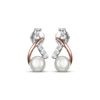 Thumbnail Image 2 of Cultured Pearl & White Lab-Created Sapphire Crossover Earrings Sterling Silver & 10K Rose Gold