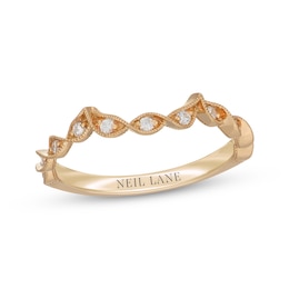 Neil Lane Diamond Milgrain Twist Contour Wedding Band 1/8 ct tw 14K Yellow Gold