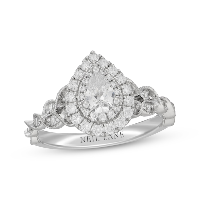 Main Image 4 of Neil Lane Pear-Shaped Diamond Double Halo Engagement Ring 3/4 ct tw 14K White Gold