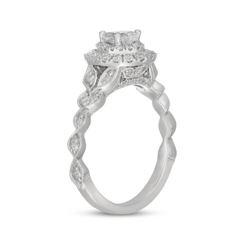 Main Image 5 of Neil Lane Pear-Shaped Diamond Double Halo Engagement Ring 3/4 ct tw 14K White Gold