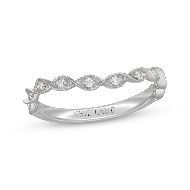 Main Image 7 of Neil Lane Diamond Milgrain Twist Contour Wedding Band 1/10 ct tw 14K White Gold