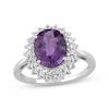 Thumbnail Image 1 of Oval-Cut Amethyst & White Topaz Starburst Ring Sterling Silver