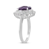 Thumbnail Image 2 of Oval-Cut Amethyst & White Topaz Starburst Ring Sterling Silver