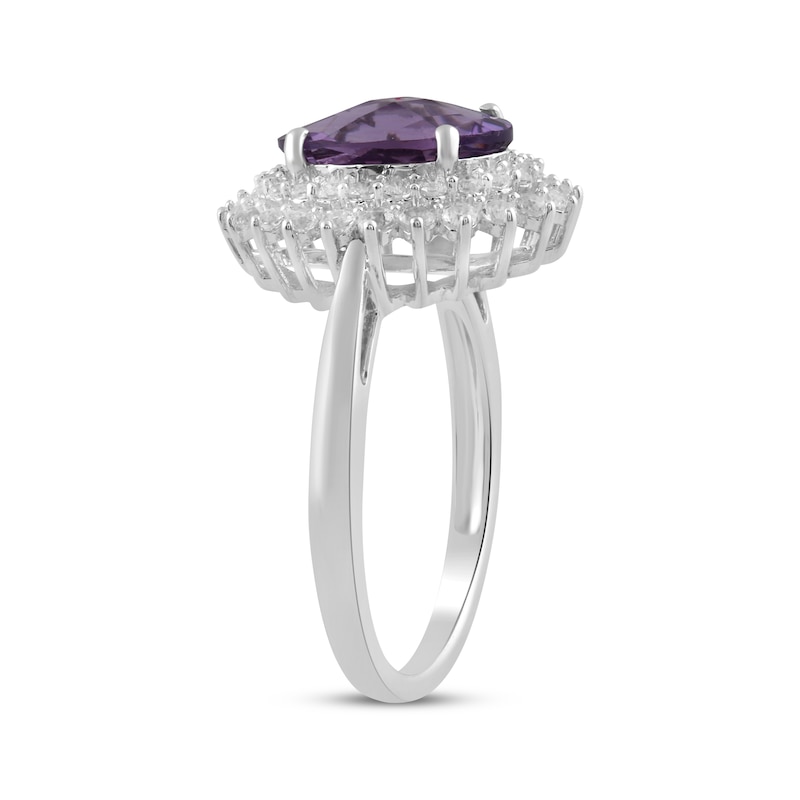 Main Image 2 of Oval-Cut Amethyst & White Topaz Starburst Ring Sterling Silver