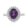 Thumbnail Image 3 of Oval-Cut Amethyst & White Topaz Starburst Ring Sterling Silver