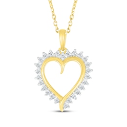 Diamond Heart Outline Necklace 1/4 ct tw 10K Yellow Gold 18&quot;