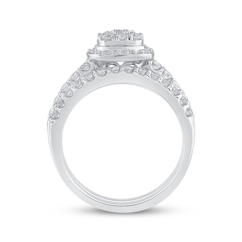 Main Image 3 of Multi-Diamond Cushion Halo Bridal Set 1 ct tw 14K White Gold