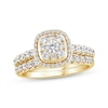 Thumbnail Image 1 of Multi-Diamond Cushion Halo Bridal Set 1 ct tw 14K Yellow Gold