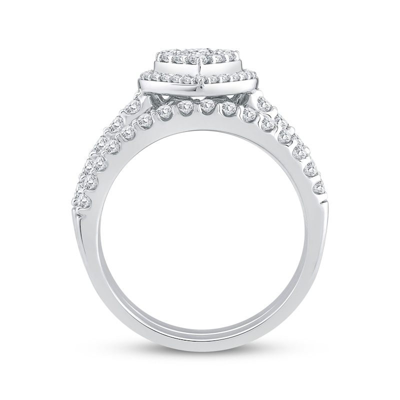 Main Image 3 of Multi-Diamond Heart Halo Bridal Set 1 ct tw 14K White Gold