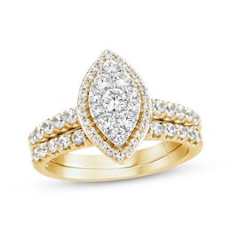 Multi-Diamond Marquise Halo Bridal Set 1 ct tw 14K Yellow Gold