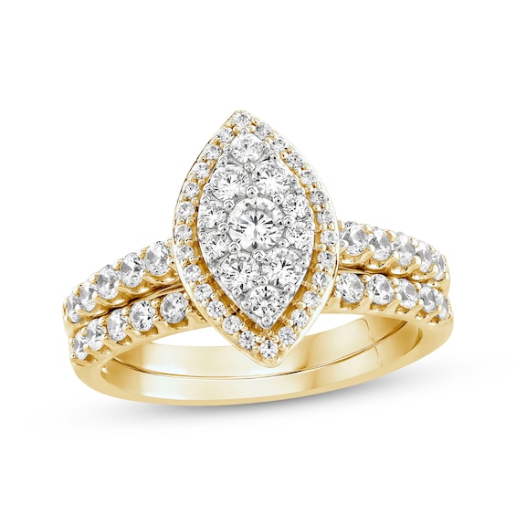 Multi-Diamond Marquise Halo Bridal Set 1 ct tw 14K Gold