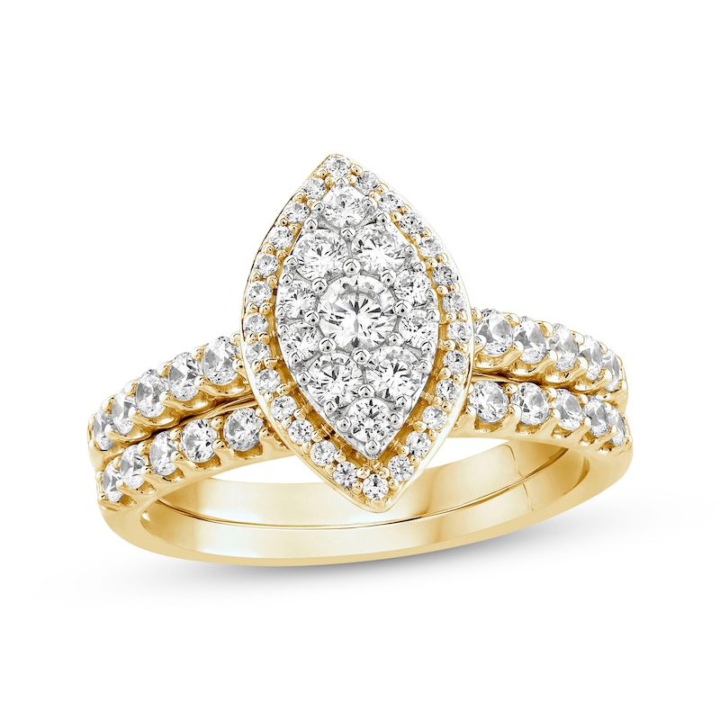 Main Image 1 of Multi-Diamond Marquise Halo Bridal Set 1 ct tw 14K Yellow Gold