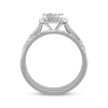 Thumbnail Image 3 of Multi-Diamond Cushion Halo Twist Shank Bridal Set 3/4 ct tw 14K White Gold