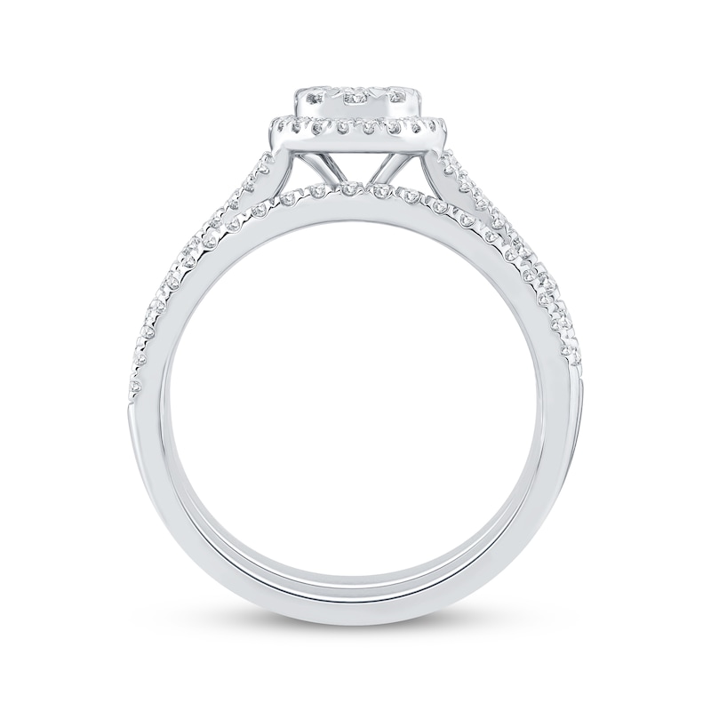 Main Image 3 of Multi-Diamond Pear Halo Bridal Set 3/4 ct tw 14K White Gold