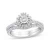 Thumbnail Image 1 of Round-Cut Diamond Starburst Halo Bridal Set 3/8 ct tw 14K White Gold