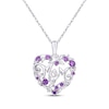 Thumbnail Image 1 of Amethyst &quot;Mom&quot; Floral Heart Necklace Sterling Silver 18&quot;