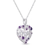 Thumbnail Image 2 of Amethyst &quot;Mom&quot; Floral Heart Necklace Sterling Silver 18&quot;